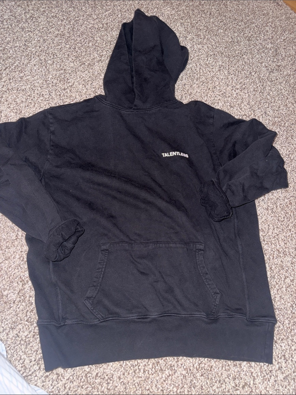TALENTLESS Black Pullover Hoodie with Small Chest Logo